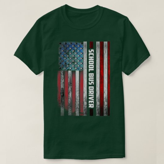 School Bus Driver US Flag T-Shirt (Design vorne)
