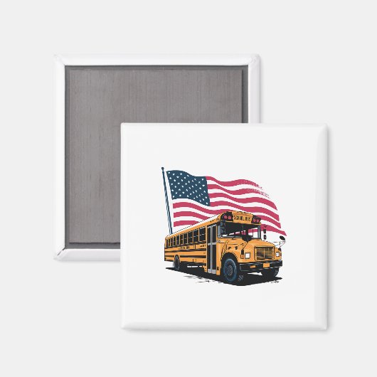 School Bus Driver Usa Flag  Magnet (Vorderseite/Rückseite)