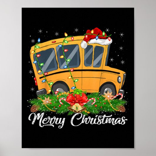 School Bus Lover Matching Santa Hat School Bus Chr Poster (Vorne)