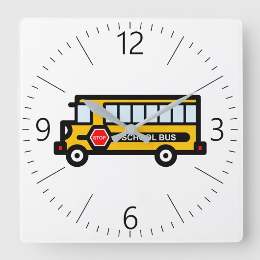 School bus quadratische wanduhr (Vorderseite)