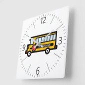 School bus quadratische wanduhr (Winkel)
