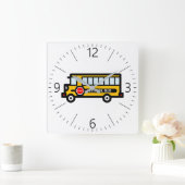School bus quadratische wanduhr (Zuhause)