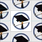 School Colors Blue & Gold Grad Cap w/Diploma Stoff (Kachel)