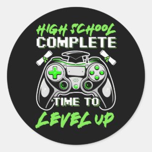School Complete Gaming Apparel Gaming Shirt Funny Runder Aufkleber