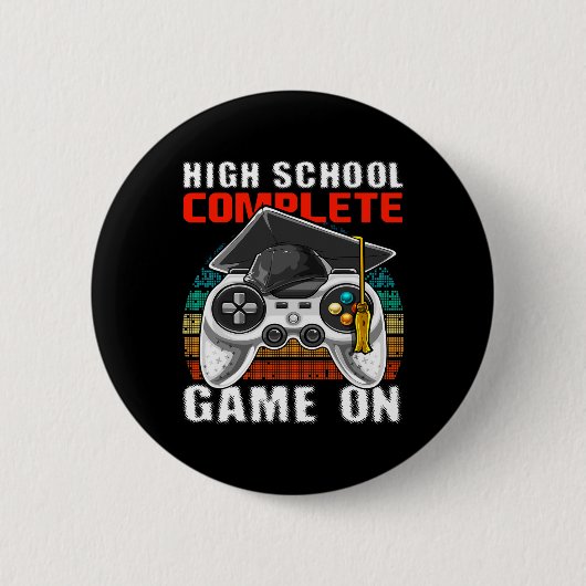 School Complete Video Game Senior Abschluss Gift Button (Vorderseite)