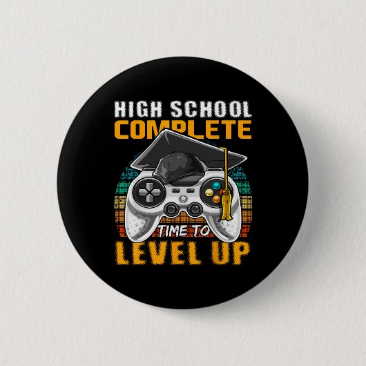 School Complete Video Game Senior Abschluss Gift Button (Vorderseite)