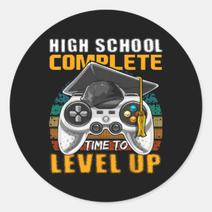 School Complete Video Game Senior Abschluss Gift Runder Aufkleber