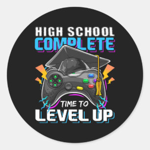School Complete Video Game Senior Abschluss Gift Runder Aufkleber