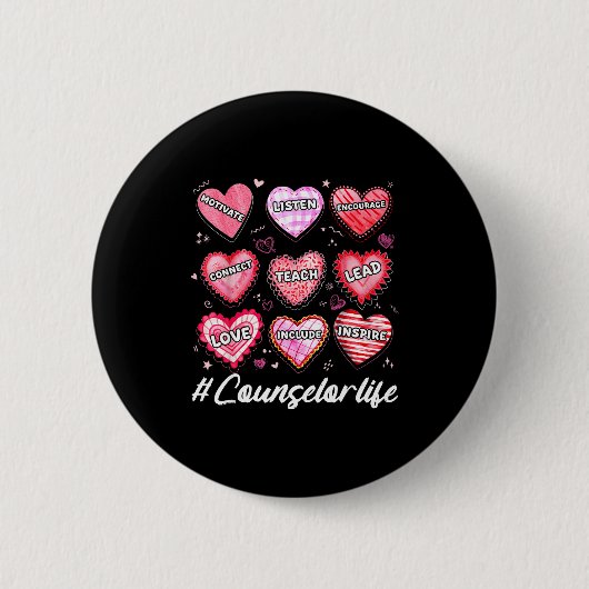 School Counseling Counselor Life Hearts School Val Button (Vorderseite)
