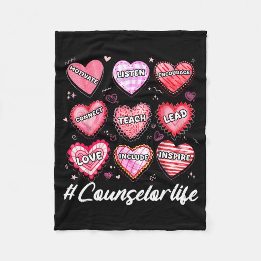 School Counseling Counselor Life Hearts School Val Fleecedecke (Vorderseite)