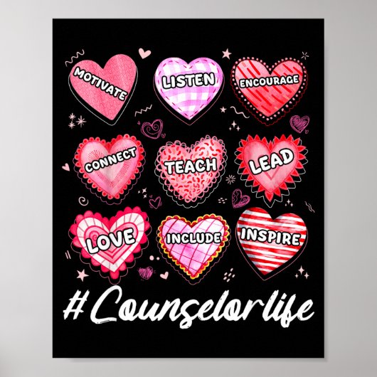 School Counseling Counselor Life Hearts School Val Poster (Vorne)