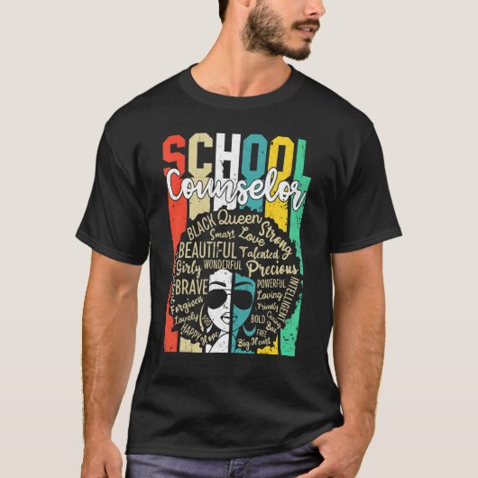 School Counselor Black History Apparel Afro Melani T-Shirt (Vorderseite)