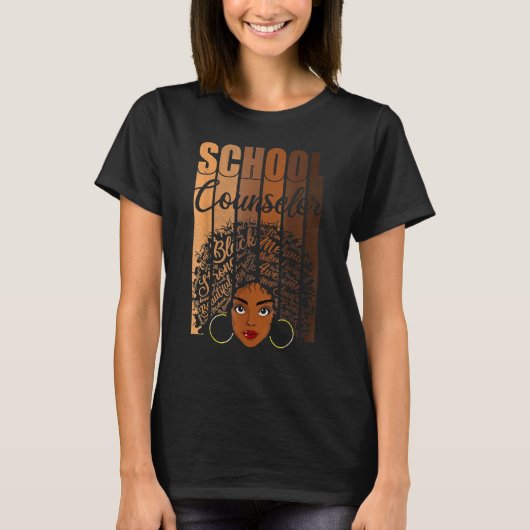 School Counselor Black History Queen Melanin Afric T-Shirt (Vorderseite)