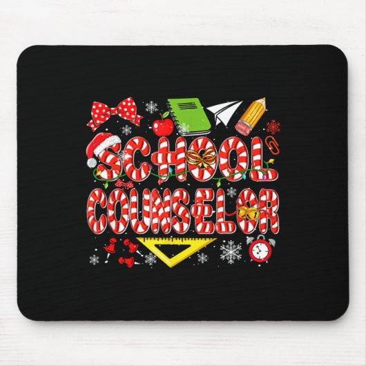 School Counselor Christmas Candy Canes Lover Funny Mousepad (Vorne)