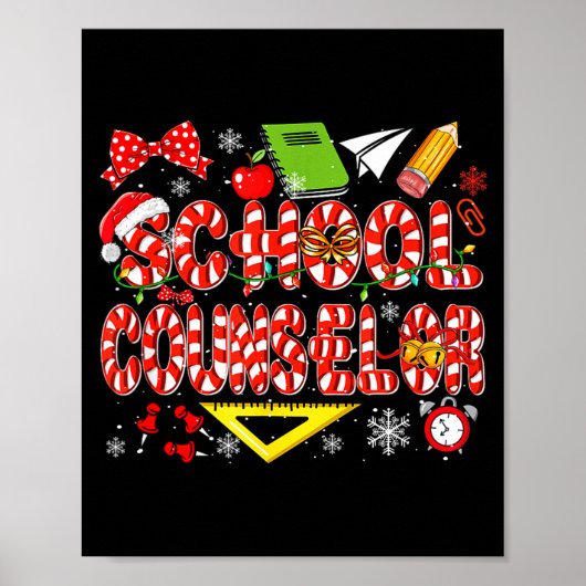 School Counselor Christmas Candy Canes Lover Funny Poster (Vorne)