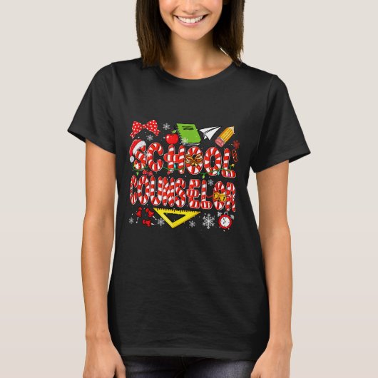 School Counselor Christmas Candy Canes Lover Funny T-Shirt (Vorderseite)