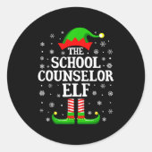 School Counselor Elf Funny Christmas Family Matchi Runder Aufkleber (Vorderseite)