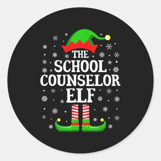 School Counselor Elf Funny Christmas Family Matchi Runder Aufkleber (Vorderseite)