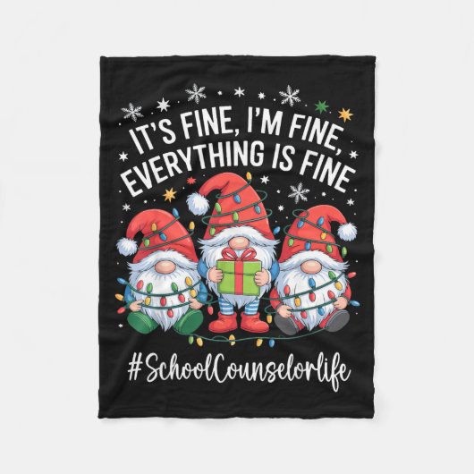 School Counselor Gnome Everything Is Fine Funny Ch Fleecedecke (Vorderseite)