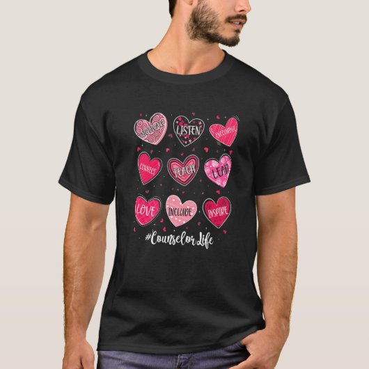 School Counselor Life Valentine's Day Heart Counse T-Shirt (Vorderseite)