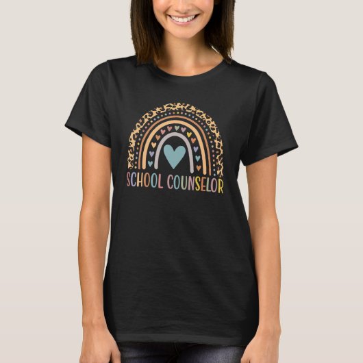 School Counselor Rainbow Leopard Back To School T-Shirt (Vorderseite)