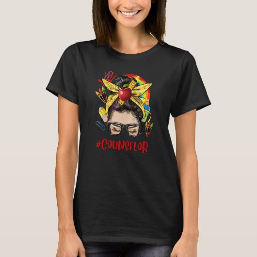 School Counselor Womens Messy Bun Back To School R T-Shirt (Vorderseite)