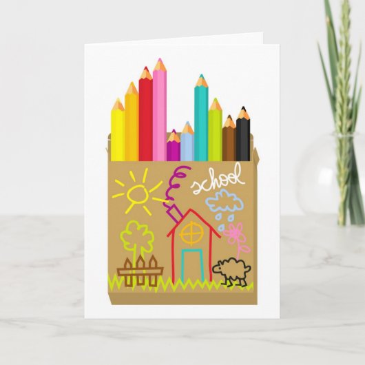 'School' Crayons Karte (Vorderseite)