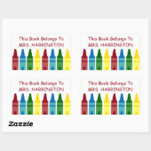 School Crayons Personalisiert Buchzeichen Rechteckiger Aufkleber (Blatt)