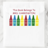 School Crayons Personalisiert Buchzeichen Rechteckiger Aufkleber (Tasche)
