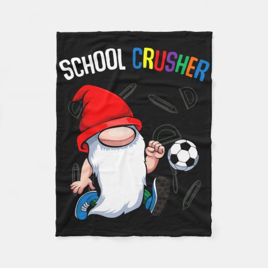 School Crusher Byck To School Cute Gnome Soccer St Fleecedecke (Vorderseite)
