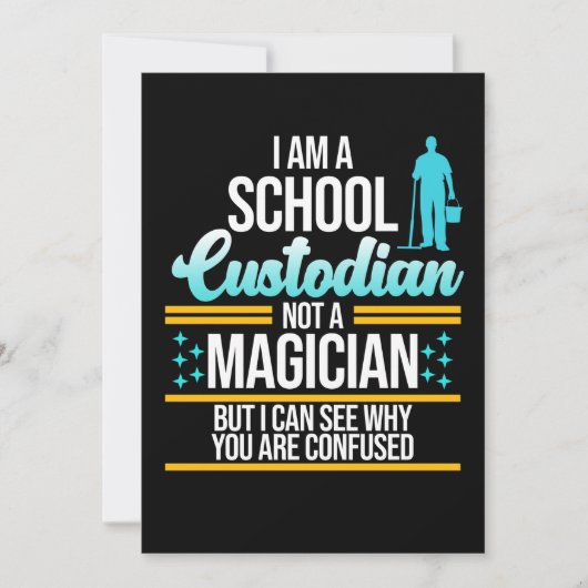 School Custodian Magician Caretaker Janitor Graphi Einladung (Vorderseite)