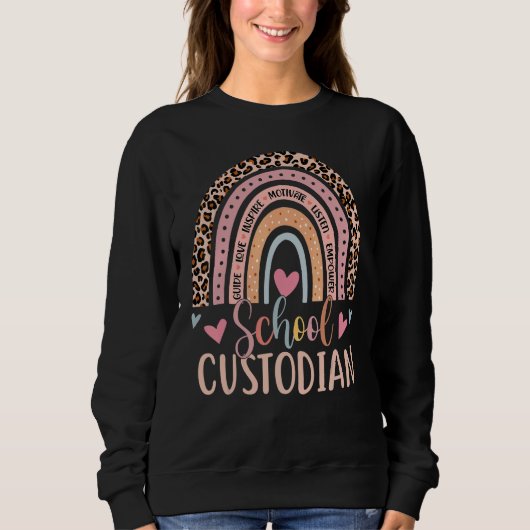 School Custodian Rainbow Leopard Print Men Women C Sweatshirt (Vorderseite)