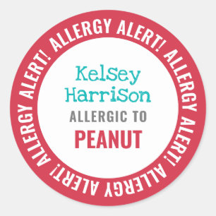 School Daycare Allergy Alert Personalisiert Kids Runder Aufkleber