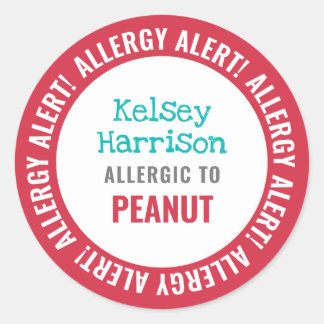 School Daycare Allergy Alert Personalisiert Kids Runder Aufkleber