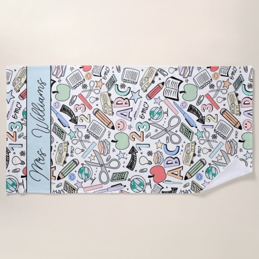 School Doodle Niedlich Summer Beach Handtuch (Vorderseite)