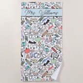 School Doodle Niedlich Summer Beach Handtuch (Vorderseite)