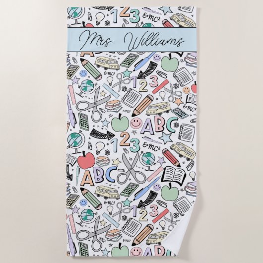 School Doodle Niedlich Summer Beach Handtuch (Vorderseite)