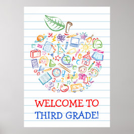 School Doodles Lehrer Apple Poster