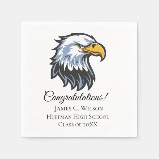 School Eagle Personalized Graduation Napkins Serviette (Vorderseite)