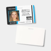 School Foto Abzeichen - Baby Blue, Schwarz-weiß Ausweis (Vorder- & Rückseite)