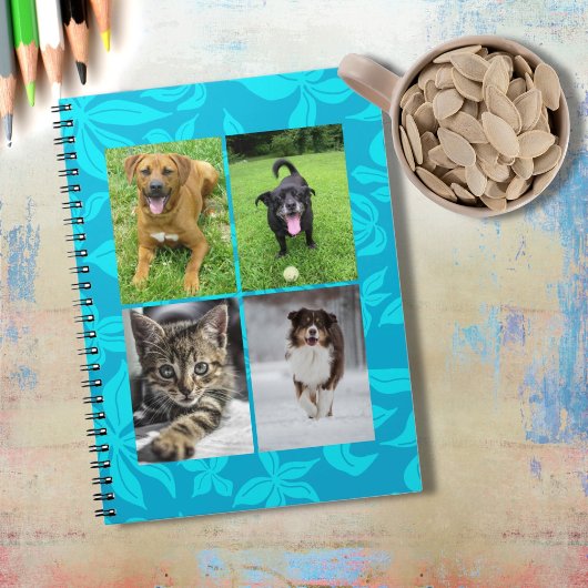 School Four Photo Blue Flowers Classroom Notizblock