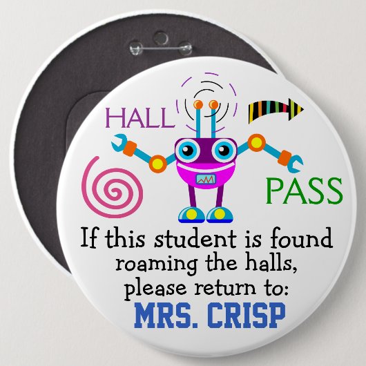 School Hall Pass / Robot - SRF Button (Vorne & Hinten)