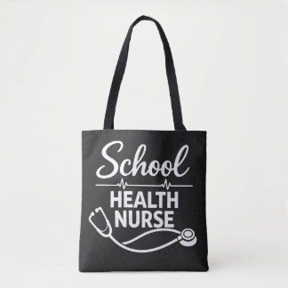 School Health Nurse Tote Bag with ECG & Stethoscop Tasche