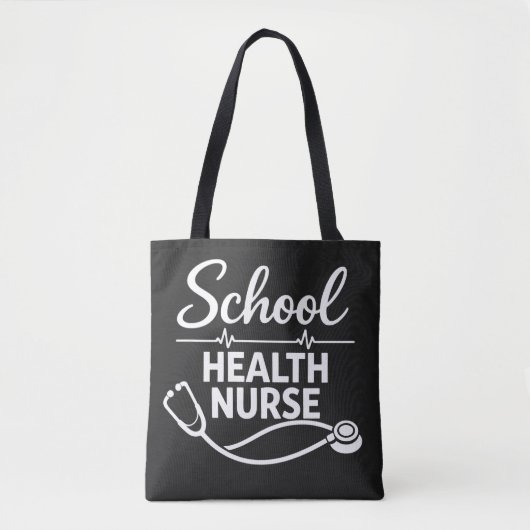 School Health Nurse Tote Bag with ECG & Stethoscop Tasche (Vorderseite)