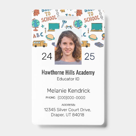 School Icons Homeschool Educator ID Badge Ausweis (Vorderseite)