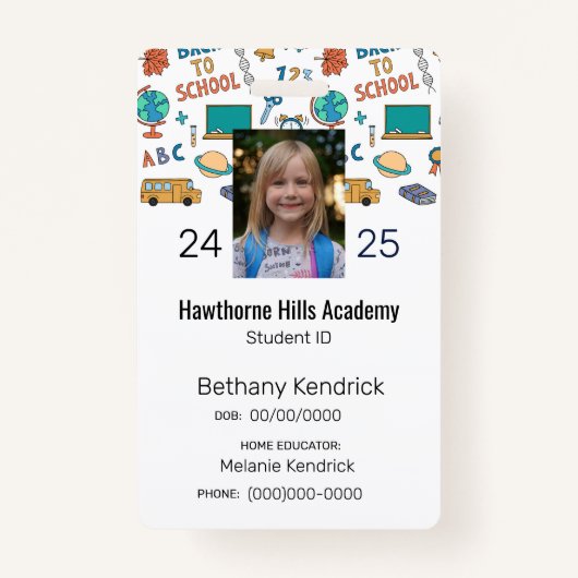 School Icons Homeschool Student ID Badge Ausweis (Vorderseite)