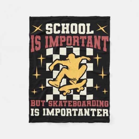 School Important But Skateboarding Importanter Ska Fleecedecke (Vorderseite)