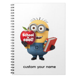 School is Cool | Minion with Apple Custom Name  Notizblock
