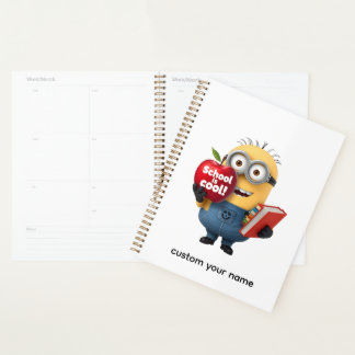 School is Cool | Minion with Apple Custom Name  Planer