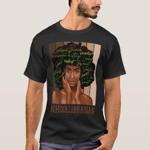 School Librarian African Women Messy Bun Black Sei T-Shirt